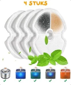 Pawwy Drinkfontein Voor Katten Filters – 4 Stuks