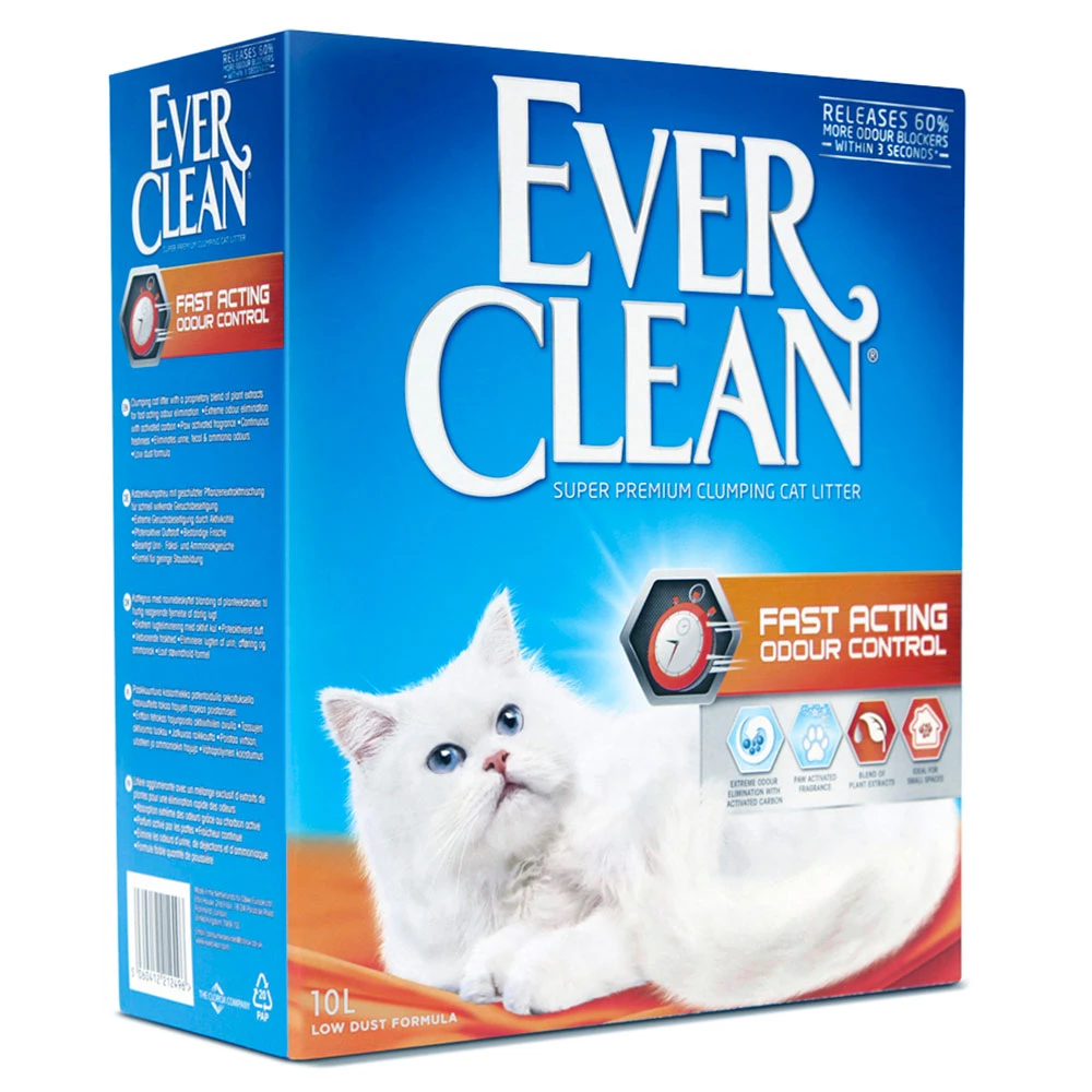 2x10l Ever Clean® Fast Acting Odour Control Klonterende Kattenbakvulling Kat
