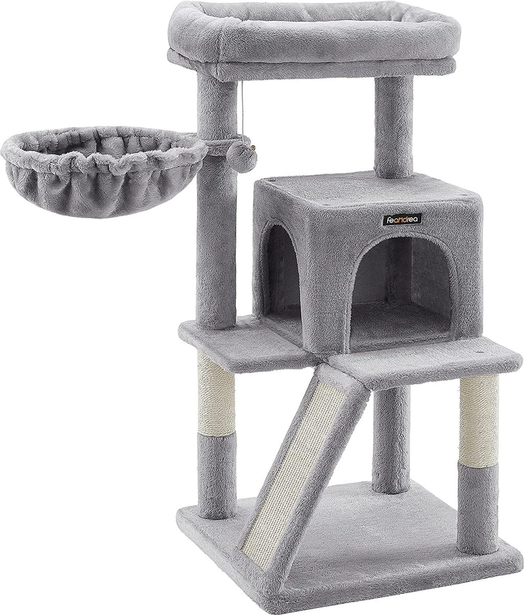 Rabpaal, Krabpaal Met Groot Platform, Lichtgrijs PCT51W 3 Rabpaal, Krabpaal Met Groot Platform, Lichtgrijs PCT51W