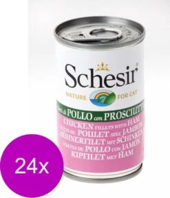 24x Schesir Kattenvoer Kipfilet – Ham 140 Gr