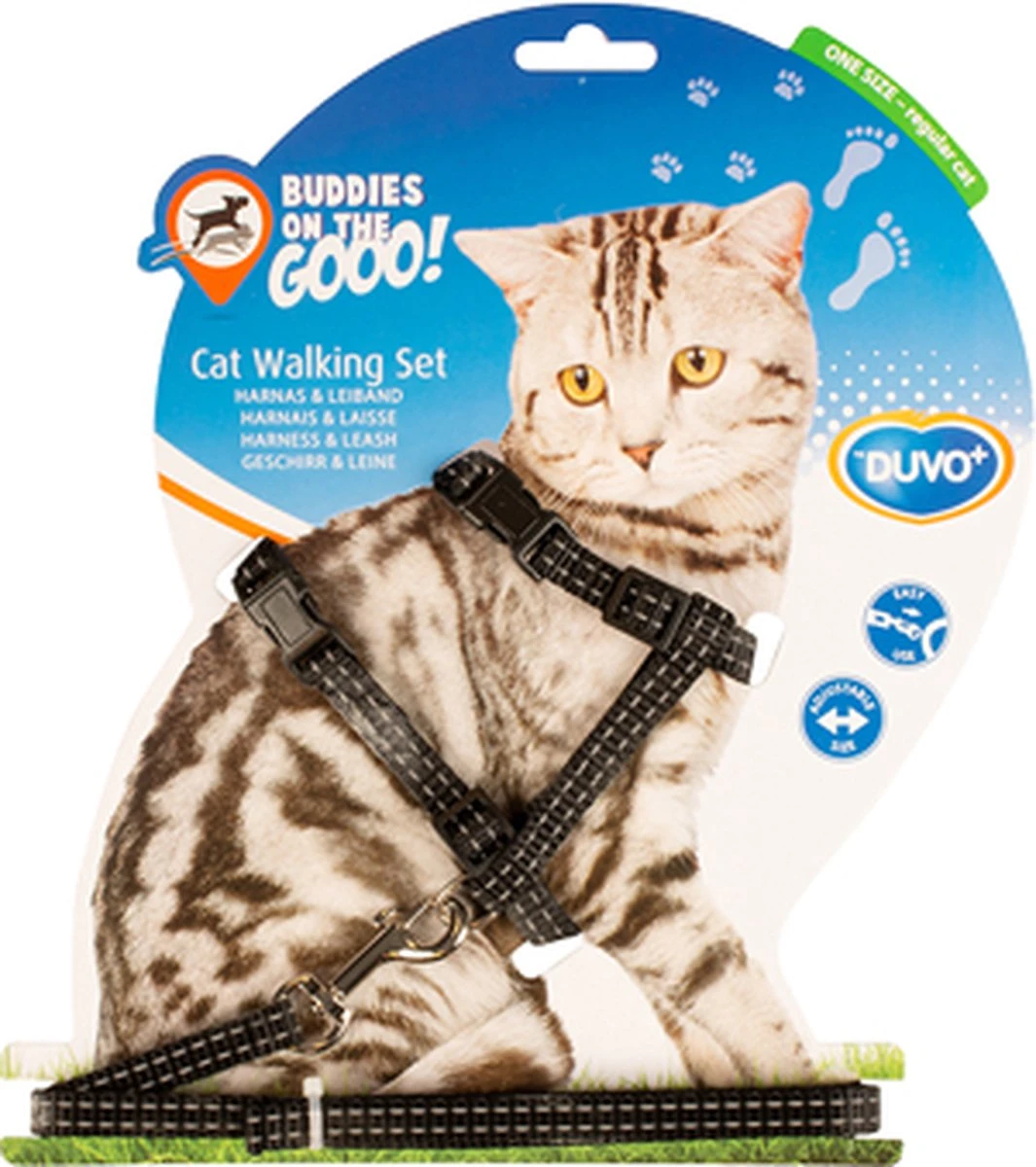 KAT WANDELSET REFELECTEREND UNI 20-35cm / 10mm – 125cm Zwart