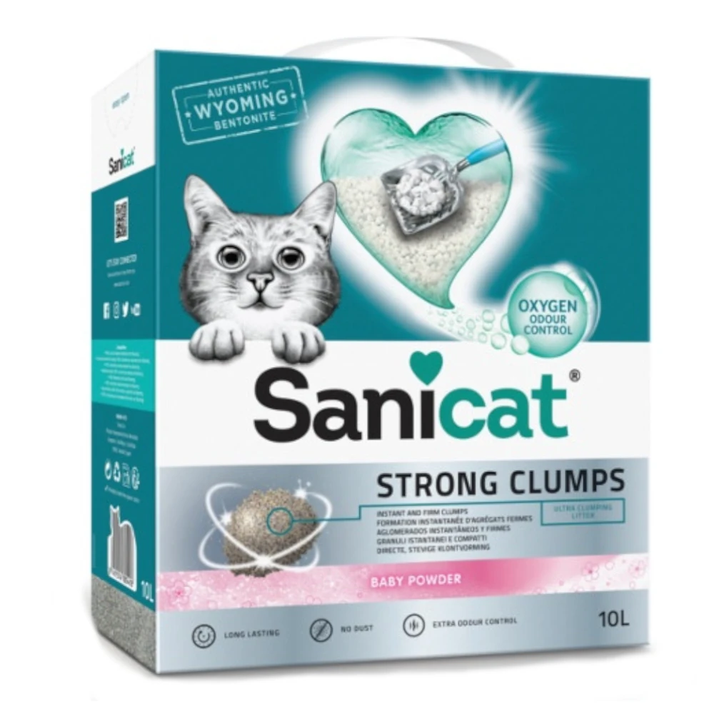 2x 10L Strong Clumps Sanicat Kattenbakvulling Klonterend 3 2x 10L Strong Clumps Sanicat Kattenbakvulling Klonterend