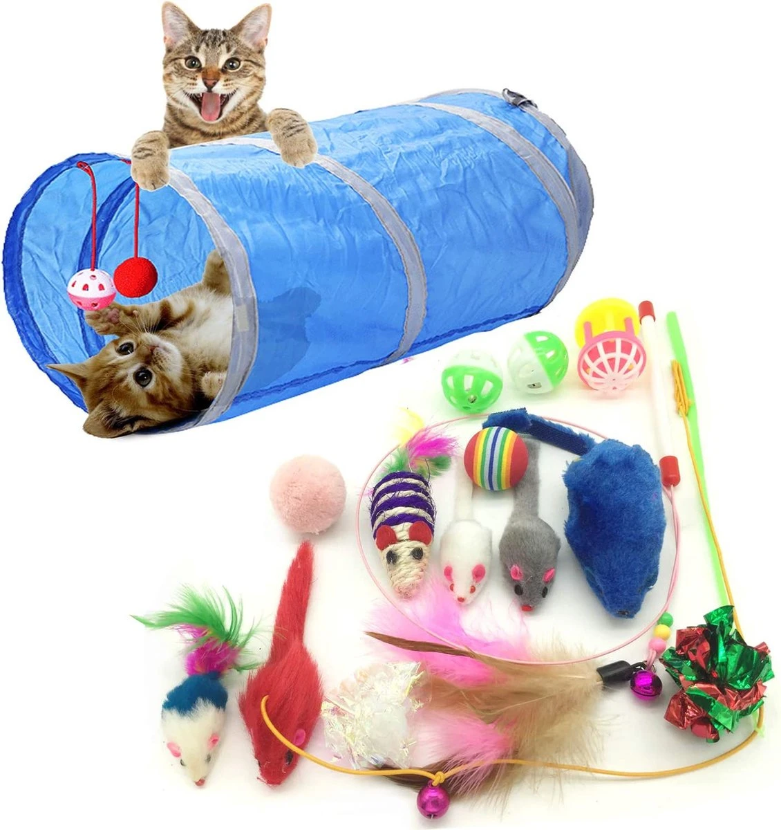 Kitty Kattenspeelgoed, Set Met 15 Diverse Speeltjes Voor Katten 3 Kitty Kattenspeelgoed, Set Met 15 Diverse Speeltjes Voor Katten