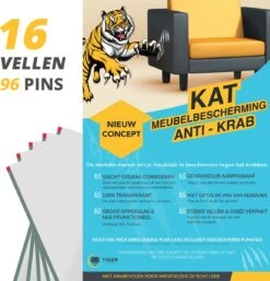 Tiger Guard Anti Krab Vellen – Anti Krab Katten – Krabpaal – Bankbeschermer Kat – 16 XXL Vellen