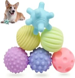 Aidiyapet Hondenspeelgoed, Bal, Hondenbal, Piepende Set, Hondenspeelgoed, Bal, Piepbal Voor Grote En Kleine Honden, 6 Verpakkingen, 6,5 Cm (blauw)