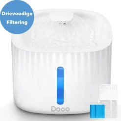 DOWO® – Drinkfontein Kat/Hond – Waterfontein Kat – Kattenfontein – Drinkfontein 3L – Wit – Dieren Drinkbakken – Geen LED Licht – Waterdispenser – Met Filter