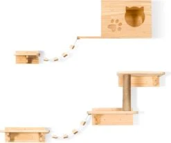Katten Klimmuur – Complete Set – Krabpaal – Huisje – Ladders – Plateaus – Katten Klim Wand – Krabpaal Muur – Klimmuur Kat – Krabpaal Voor Grote Katten – Klimwand