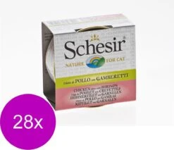 Schesir Kat Bouillon 70 G – Kattenvoer – 28 X Garnaal Blik