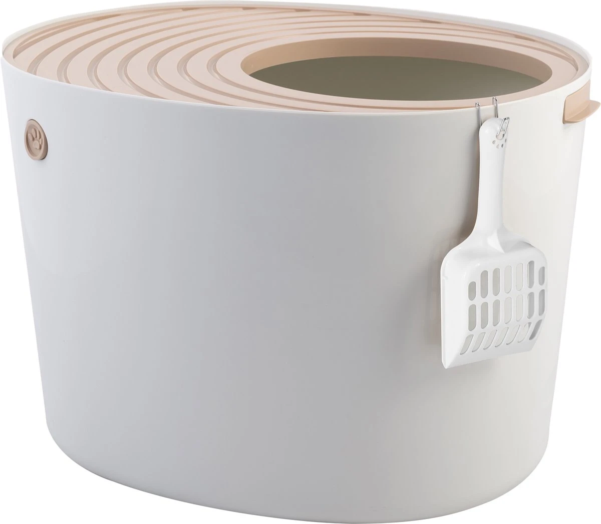 Iris Ohyama Top Entry Kattenbak PUNT-530 – Kunststof – Wit/Beige – Met Schepje 3 Iris Ohyama Top Entry Kattenbak PUNT-530 – Kunststof – Wit/Beige – Met Schepje