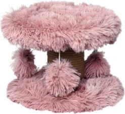 Topmast Krabpaal Fluffy Lycia – Roze – 25 X 25 X 20 Cm – Made In EU – Krabpaal Voor Kittens – Met Kattenspeeltjes – Sterk Sisal Touw – Mini Krabpaal