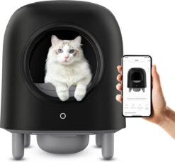 Petree Cube – Zelfreinigende Kattenbak – Automatisch – Bedienen Via De App – Katten – Anti-geur – 60 X 52 X 64 Cm – Zwart