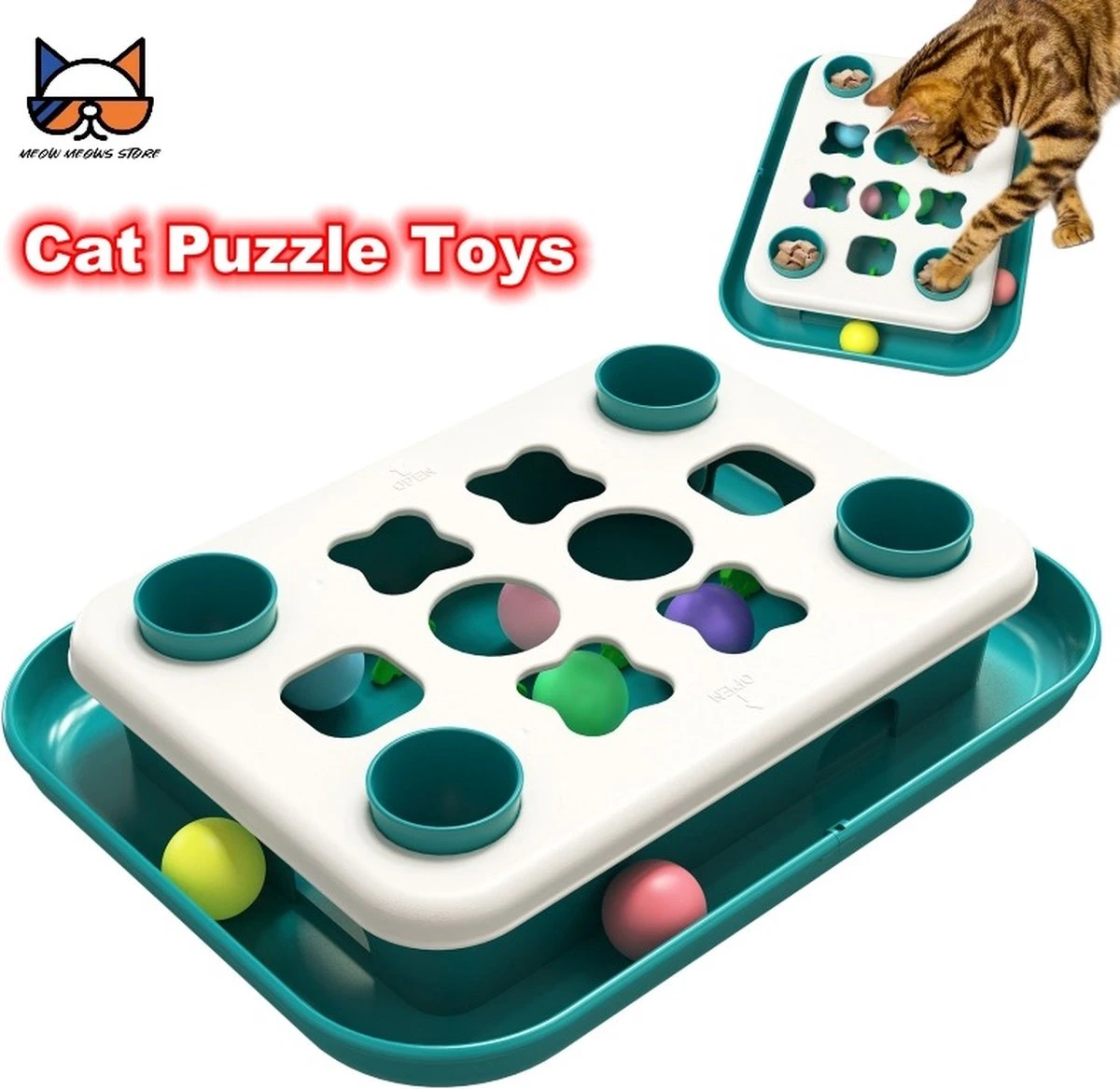 Kat Puzzel Feeder Speelgoed Trage Voer Dispenser Met Grappig Ballen Katten Interactieve Intelligentie Spel Mentale Stimulatie Schatkist 3 Kat Puzzel Feeder Speelgoed Trage Voer Dispenser Met Grappig Ballen Katten Interactieve Intelligentie Spel Mentale Stimulatie Schatkist