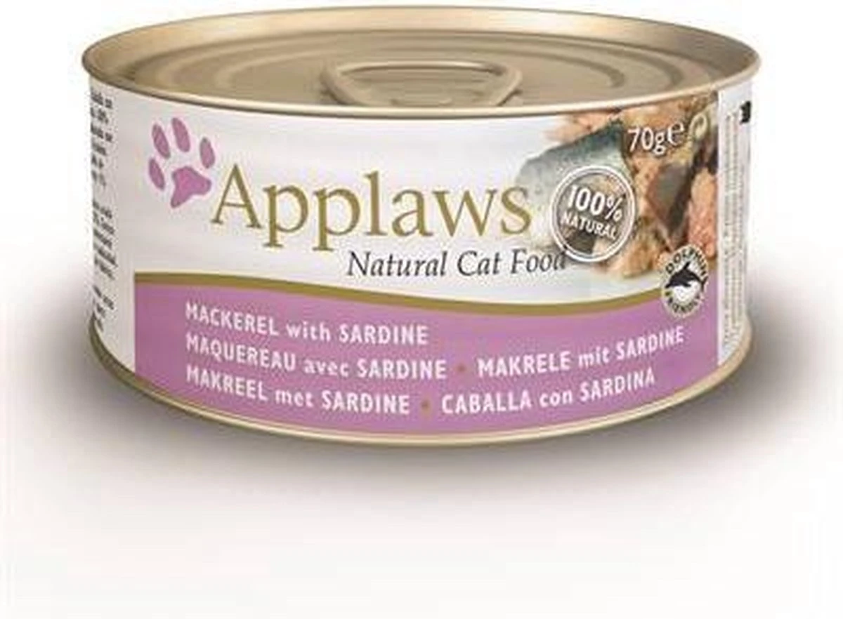 Applaws Cat Blik Adult Mackerel / Sardine Kattenvoer 70 Gr 3 Applaws Cat Blik Adult Mackerel / Sardine Kattenvoer 70 Gr