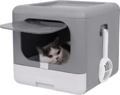 Zelfreinigende Kattenbak – Automatische Kattenbak – Kattenbak Zelfreinigend – Grijs – Lade Met Schep – Zelfreinigend Huisdier Toilet