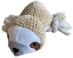 BoDutch Honden Knuffel – Luiaard – Puppyknuffel – Flostouw – Met Piep – Beige – 21 Cm – Hondenspeelgoed