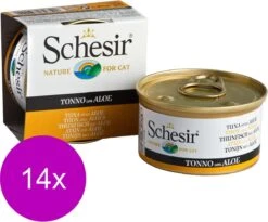 Schesir Kat Blik Gelei Vis 85 G – Kattenvoer – 14 X Tonijn&Aloë Vera