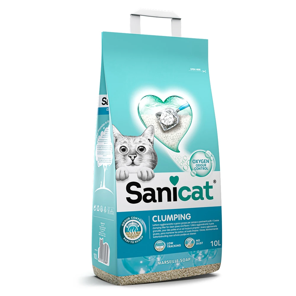 2x10l Sanicat Klonterende Kattenbakvulling Marseillezeep
