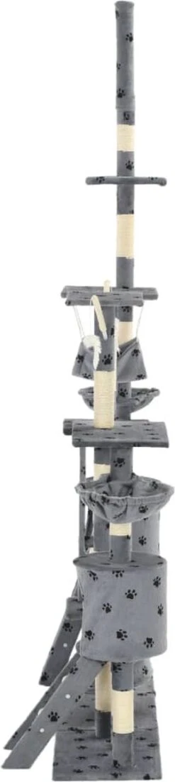 VidaXL Kattenpaal Met Sisal Krabpalen 230-250 Cm Pootafdrukken Grijs