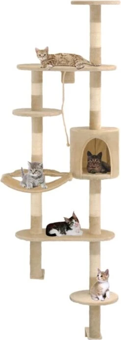 VidaLife Kattenkrabpaal Met Sisal Krabpalen Wandmontage 194 Cm Beige