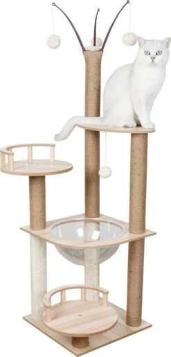 Katten Krabpaal – Houten Krabpaal – 132cm Hoog – Hout – Sisal