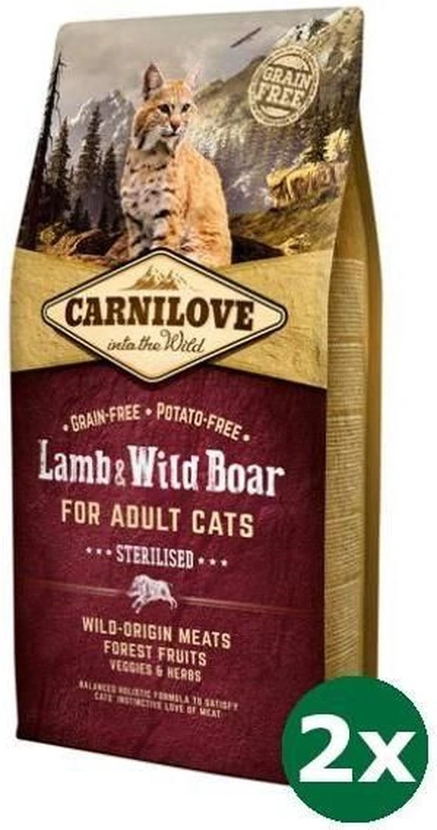 Carnilove Lamb / Wild Boar Sterilised Kattenvoer 2x 6 Kg 3 Carnilove Lamb / Wild Boar Sterilised Kattenvoer 2x 6 Kg