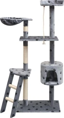VidaXL Kattenkrabpaal Met Sisal Krabpalen 150 Cm Pootafdrukken Grijs