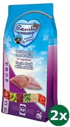 2×2 Kg Renske Super Premium Adult Eend / Konijn Hondenvoer