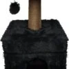 Topmast Krabpaal Fluffy Lima – Zwart – 39 X 39 X 72 Cm – Made In EU – Krabpaal Voor Katten – Met Kattenhuis – Sterk Sisal Touw