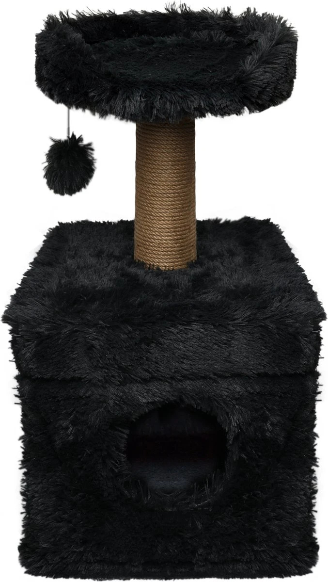 Topmast Krabpaal Fluffy Lima – Zwart – 39 X 39 X 72 Cm – Made In EU – Krabpaal Voor Katten – Met Kattenhuis – Sterk Sisal Touw 3 Topmast Krabpaal Fluffy Lima – Zwart – 39 X 39 X 72 Cm – Made In EU – Krabpaal Voor Katten – Met Kattenhuis – Sterk Sisal Touw