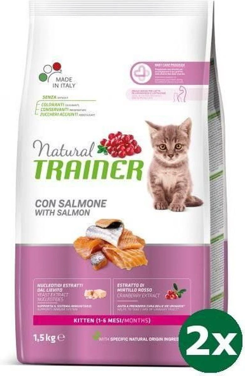 Natural Trainer Cat Kitten Salmon Kattenvoer 2x 1,5 Kg 3 Natural Trainer Cat Kitten Salmon Kattenvoer 2x 1,5 Kg
