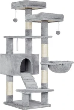 Krabpaal – Krabpaal Voor Katten – Kattenmand – Kattenhuis – Kattenmeubel – Klein – 48 X 32 X 68 Cm – Grijs