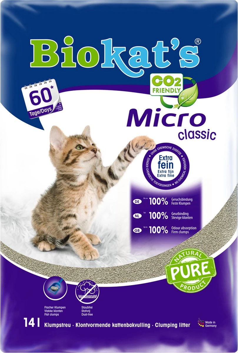 Biofood Biokat’s Micro Classic – Kattenbakvulling – Klontvormend – 14L 3 Biofood Biokat’s Micro Classic – Kattenbakvulling – Klontvormend – 14L