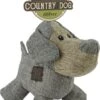 Country Dog Oliver – Honden Speelgoed – Honden Speeltje Met Piepgeluid – Honden Knuffel Gemaakt Van Duurzame Materialen – Dubbel Gestikt – Extra Lagen – Voor Trek Spelletjes Of Apporteren – Grijs – 21x21cm