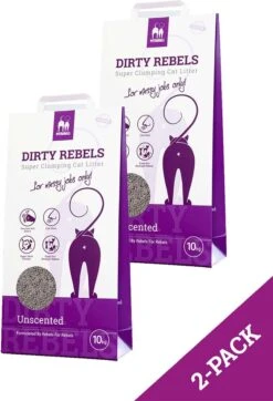 Dirty Rebels Kattenbakvulling Geurloos – 2-pack (2×10 L) – Klontvormend