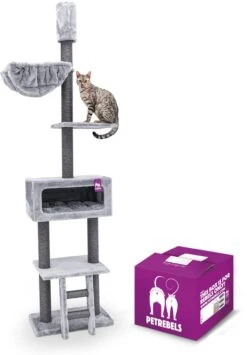 Petrebels Diana 260 Krabpaal – Grijs – 240-265cm – Plafondkrabpaal