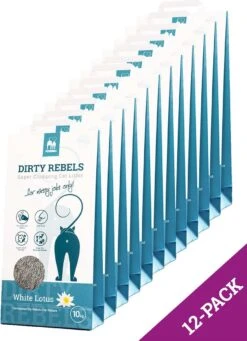 Dirty Rebels Kattenbakvulling WHITE LOTUS – 12-pack (12×10 L) – Extreem Snel Klontvormend
