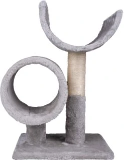 Maxxpro Krabpaal – Met Tunnel – 50 CM – Pluche En Sisal – Grijs