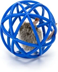 Nobleza Kattenbal Met Piepende Muis – Kitten Speelgoed – Kattenspeelgoed – Katten Speelbal – Speelmuis – Piepende Muis – Katten Muis – Blauw