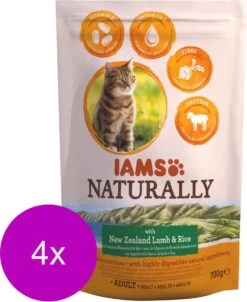 Iams Naturally Cat Adult Lam&Rijst – Kattenvoer – 4 X 700 G
