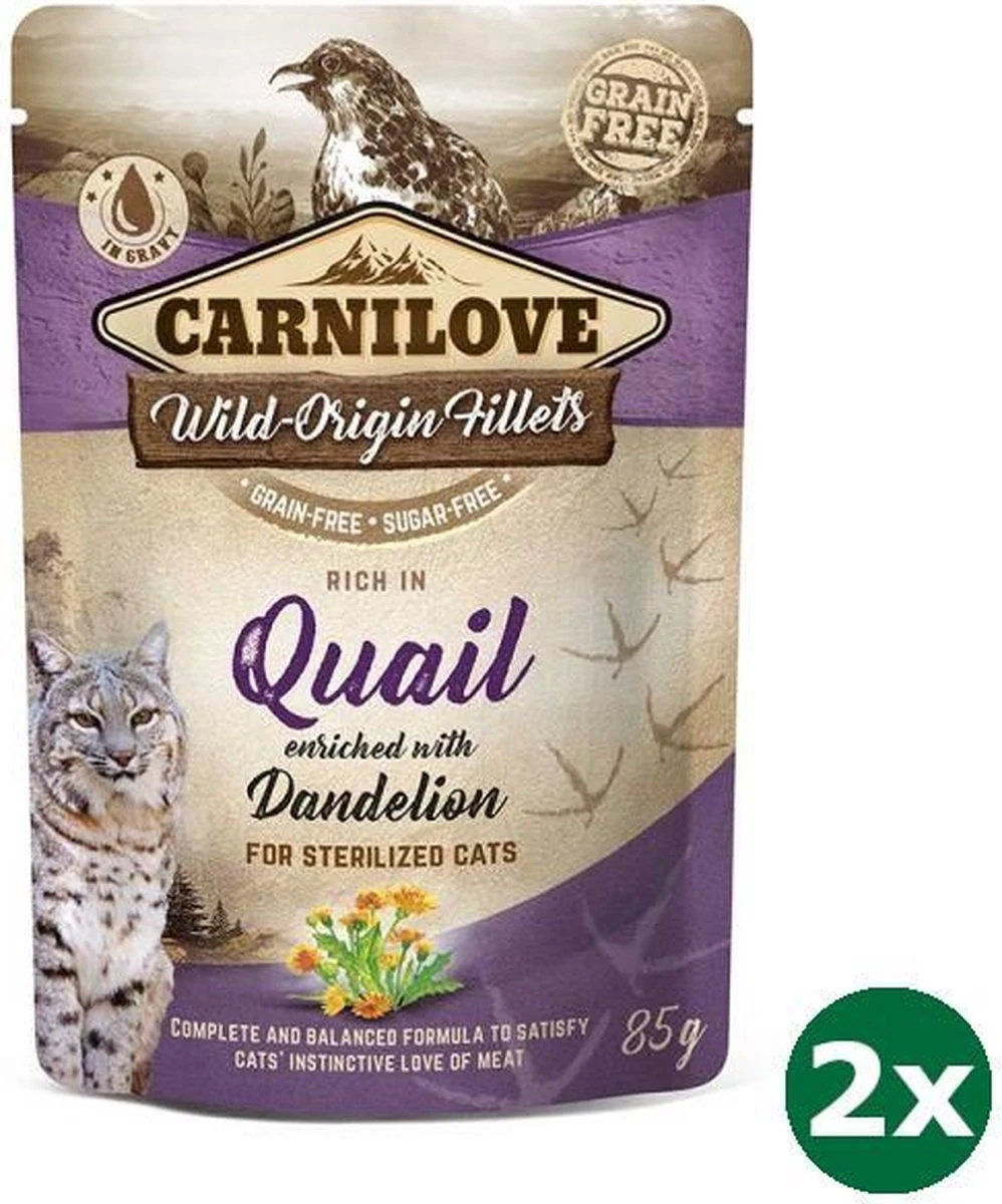 Carnilove Pouch Quail Kattenvoer 2x 24×85 Gr 3 Carnilove Pouch Quail Kattenvoer 2x 24×85 Gr